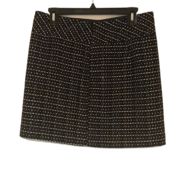 Ann Taylor LOFT Tweed Black and White Mini Skirt Women's Size 6 Side Zipper - Picture 1 of 6